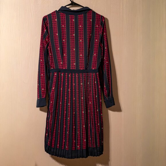 ModCloth Navy & Magenta Pleated Shirt Dress – Size M - Picture 5 of 5
